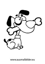 Ausmalbild Kleiner Hund Mit Knochen Im Mund Zum Ausdrucken