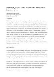 Pdf Employment In Sierra Leone What Happened To Post Conflict Job Creation