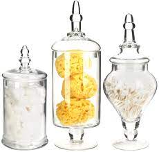 Large decorative clear glass jars with lids. Mantello Decor Glass Apothecary Jars Clear Medium Large Set Of 3 Decorative Weddings Candy Buffet Buy Online In Bahamas At Bahamas Desertcart Com Productid 105119025