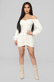 Baby I M In Love Ruched Dress Cream In 2020 Fashion Nova Outfits Fashion Ruched Dress