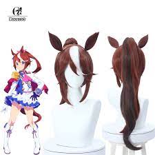 Uma Musume Pretty Derby Tokai Teiou Cosplay Wig Brown Mixed Hair Wig With  Ears | eBay