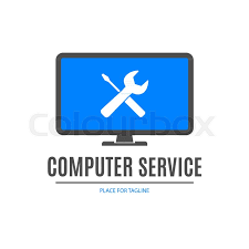 Online logo maker is designed for you. Computer Service Logo Design With Blue Stock Vector Colourbox