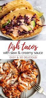 Shred 2 cups of red cabbage and set aside. Best Ever Fish Tacos Made With Seasoned Cod Corn Slaw Creamy Sauce Recipe Fish Tacos With Cabbage Recipes Seafood Recipes