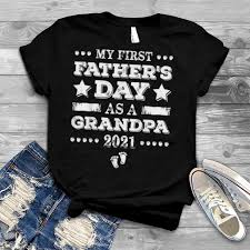 My First Father S Day As Grandpa New Baby Announcement Retro T Shirt Hot Trend T Shirts Fasition