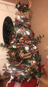 Buffalo Plaid And Burlap Christmas Tree Burlap Christmas Tree Christmas Tree Themes Buffalo Plaid Christmas Tree