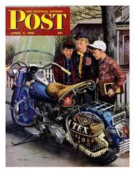 tex s motorcycle saturday evening post cover april 7 1951 giclee print by stevan dohanos ハーレーダビッドソン イラストレーション 插画