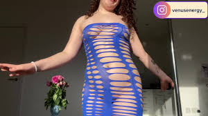 TRANSPARENT BLUE FISHNET MINI DRESS TRY ON! Natural Body| ONLYFANS & FANSLY  @VENUSENERGY