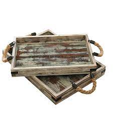 Customs services and international tracking provided. China Country Rustic Vintage Wooden Serving Trays With Rope Handles China Wood Crate And Wood Box Price