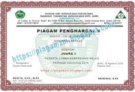 Dalam industri juga sertifikat kerap di pergunakan buat memberian suatu sertifikat penghargaan kepada karyawan ataupun yang lain sebab telah menggapai satu prestasi spesial untuk kegiataan kegiatan seperti sosialisasi , workshop seminar tentunya akan membutuhkan contoh piagam penghargaan pemateri baik kepada pemateri maupun pesertanya. Piagam Penghargaan