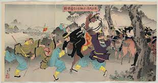 Major Sakakibara Fights Fiercely to the South of Ximucheng (Takubokujô-nan  ni oite Sakakibara shôsa funsen no zu) – Works – Museum of Fine Arts, Boston