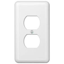 Hampton Bay Declan 1 Duplex Outlet Plate White Steel 935dwhb The Home Depot Plates On Wall Wall Switch Plates Steel Wall
