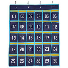 pocket chart for classroom numbered cell phone holder storage calculator school supplies for teachers by doublewhale 30 pockets with digital