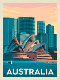 Australia Sydney Skyline Anderson Design Group Vintage Poster Design Travel Poster Design Retro Travel Poster