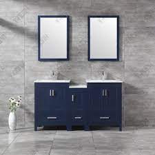 Some blue bathroom cabinets & storage can be shipped to you at home, while others can be picked up in store. China 60inch Navy Blue Double Sinks Bathroom Vanity China Large Storage Hangzhou