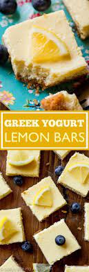 Include other berries like raspberries, strawberries, blackberries, or sliced fresh fruit such as peaches or plums. Creamy And Tangy Lemon Bars Made With Greek Yogurt Only 130 Calories Easy Recipe Lemon Desserts Lemon Desserts Easy Healthy Sweets