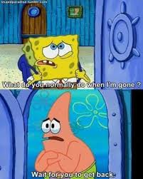 What Do You Do When I M Gone Wait For You To Come Back Spongebob Memes Funny Spongebob Memes Spongebob Funny
