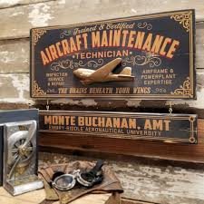 Aircraft Maintenance Technician Wood Sign With Personalized Nameboard Aircraft Maintenance Aviation Decor Airplane Decor