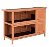 Pawhut Outdoor Bunny Cage 2-Story Wooden Rabbit Hutch Guinea ...
