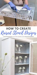 How To Create Raised Stencil Designs Goodwill Cabinet Makeover Video Video In 2020 Furniture Makeover Painting Furniture Diy Stencil Furniture