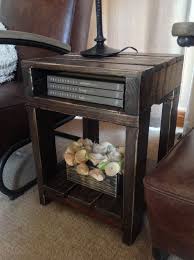 Reclaimed Wood Industrial Rustic End Table Dark Walnut Stain Rustic End Tables Unique Wood Furniture Rustic Furniture