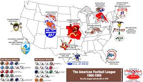 The American Football League 1960 1969 Map American Football League World Football League Football League
