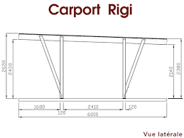 dessin technique dimensions grand cote carport bois 23 m rigi en pin marque piveteaubois vivre en bois carport bois abri voiture voiture en bois