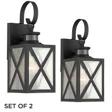 Welling 14 1 2 H Black Motion Sensor Outdoor Lights Set Of 2 63m74 Lamps Plus Outdoor Wall Light Fixtures Wall Lights Outdoor Wall Lighting