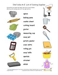 Cooking Utensils Matching Activity Sheet Cooking Classes For Kids Kitchen Safety Cooking School