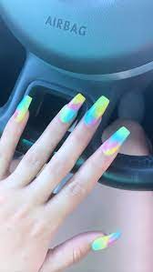 Tie Dye Nails Tie Dye Nails Neon Nails Long Acrylic Nail Designs