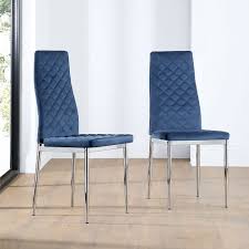 Dining xavier velvet dining chair in black $ 341.25. Renzo Blue Velvet Dining Chair Chrome Leg Furniture And Choice