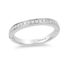 Enchanted Disney Princess 1 5 Ct T W Diamond Wedding Band In 14k White Gold Diamond Wedding Bands Disney Engagement Rings Feather Engagement Ring