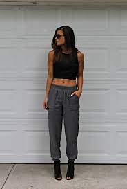 You could wear a lighter tone of beige as one option, or wear a white sh. Black Onyx To Be Bright How To Wear Sweatpants Cute Sweatpants Outfit How To Wear Sweatpants Fashionably