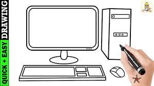 Easy Computer Drawing | Let's Learn How To Draw A Computer - Youtube