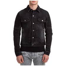 Tellason stock made in usa men's 14 oz cone mills white oak raw denim coverall jacket chore coat. Denim Jacket Balmain Vh0tc015013d0pa Nero Frmoda Com