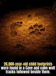 Ancient footprints of child and wolf found in France cave