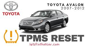 Hello how are you i have toyota avalon 2013 vin :4t1bk1eb6du006625 i have 2 trouble code in abs system c1435 yaw rate sensor internai circuit how can i search for codes and clear a steady abs lite and a blinking trac off lite after four wheel strut replacement.97 toyota avalon 3.0 see response. Tpms Reset Toyota Avalon 2007 2012 Tire Pressure Sensor Let S Fix That Car