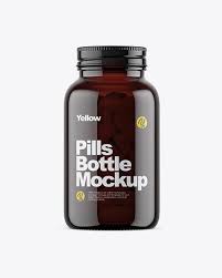 Dark Amber Glass Bottle With Pills Mockup In Bottle Mockups On Yellow Images Object Mockups Amber Glass Bottles Bottle Mockup Mockup Free Psd