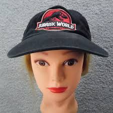 JURASSIC WORLD Embroidered Adult Cap Hat Hook & Loop Adjustable BLACK