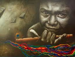 "Soul Of Colorful Hope": Light Brown Acrylic Painting by Palash Halder