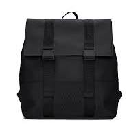 Zaino Msn Bag nera in tessuto tecnico impermeabile effetto gommato con  doppia chiusura a cartella
