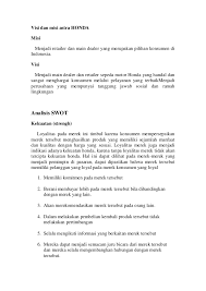 Contoh visi dan misi perusahaan pabrik benang. Visi Dan Misi Astra Honda