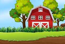  Baixe Fazenda Em Cena Da Natureza Com Celeiro E Macieira Gratuitamente Farm Scene Green Screen Backgrounds Farm Cartoon