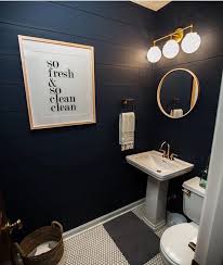 Discover the best small bathroom designs that will brighten up some of the best small bathroom ideas are all about creating space for storage, including your opt for a sleek shelf that fits your decor and gives you extra space (a precious commodity in a small. Pin By Cortney Perry On Home Decor Blue Bathroom Decor Black Bathroom Decor Navy Blue Bathroom Decor