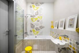 Break up the floor with rugs in a color of your choice, placing one in. 75 Beautiful Contemporary Yellow Tile Bathroom Pictures Ideas July 2021 Houzz