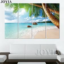 Buy top selling products like stratton home décor acrylic burst wall art (set of 3) and family name long barnwood framed wall art. 5 Canvas Beach Wall Art Painting Picture 3 Pieces Photo Island Ocean Decorative Pictures 4 Panel Large Prints With Free Shipping Worldwide Weposters Com