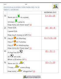 Below are three versions of our grade 1 math worksheet with word problems involving the addition of single digit numbers. 1st Grade Addition And Subtraction Word Problems