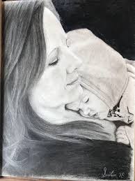 My Wife With Our Youngest Still Relearning Techniques After Years Of Not Drawing It S Not Perfect But I Hope You Like It Drawings India Ink Illustration