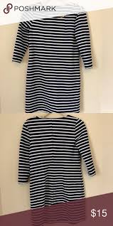 Gap Black White Striped Dress 3 4 Sleeve Xs Pre Owned Size Xs Color Black White B Blue White Striped Dress White Striped Dress Black White Striped Dress