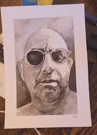 My first self portrait ever. Paynes Grey only, Cottman colors