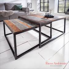 Design Couchtisch 2er Set Elements 75cm Sheesham Smoke Finish Mit Eisengestell Riess Ambiente De In 2020 Wohnzimmertische Couchtisch Design Couchtisch